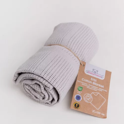 BabyMatex Kötött pamut takaró 75x100cm Sisi - szürke
