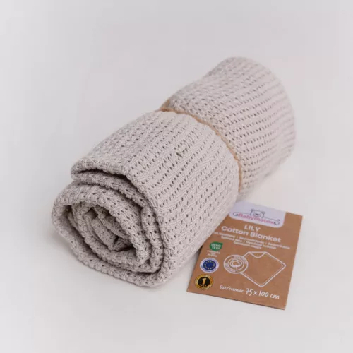 BabyMatex Kötött pamut takaró 75x100cm Lili - krém