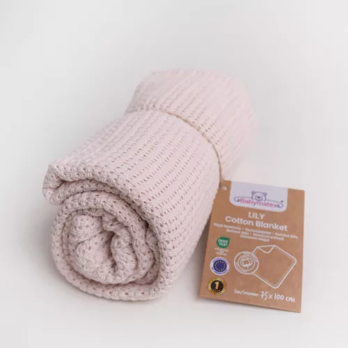 BabyMatex Pamutból kötött takaró 75x100cm Lili - órózsaszín púder
