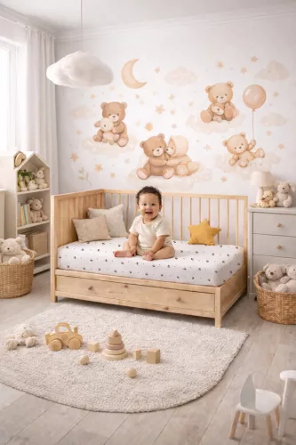 BabyMatex Jersey gumis lepedő 60x120cm - Plüssmackó