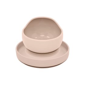   Petite&Mars Szilikon 2 részes étkészlet, tányér + tál, TAKE&MATCH, 6 hó+, Desert Sand