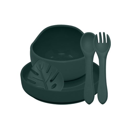 Petite&Mars Szilikon étkészlet, 4 db, Take&Match, Misty Green, 6 hó+