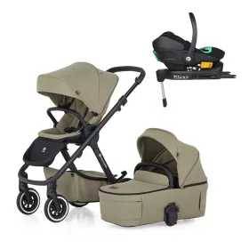   Petite&Mars Kombinált babakocsi ICON 2in1 Mossy Green LITE AIR + Core Pro i-Size Black Grey + Bázis