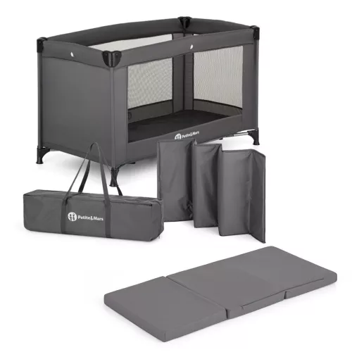 PETITE&MARS Utazóágy Koot Lite matraccal Foldie, Dark Grey