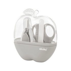 Akuku Babaápoló szett, alma alakú tokban – Szürke