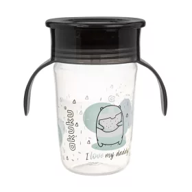 Akuku 360°-os itatópohár, 240 ml, kétfüles – Fekete