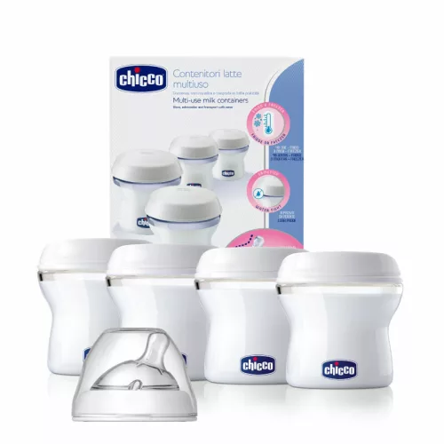 Chicco NaturalFelling Tejtároló, 4x150 ml anyatej tárolás, multifunkciós tárolók
