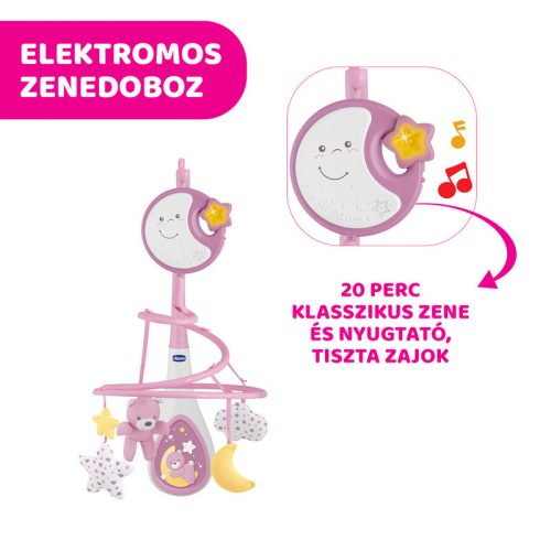 Chicco Next 2 Dreams zenélő forgóka - éjszakai fény rózsaszín