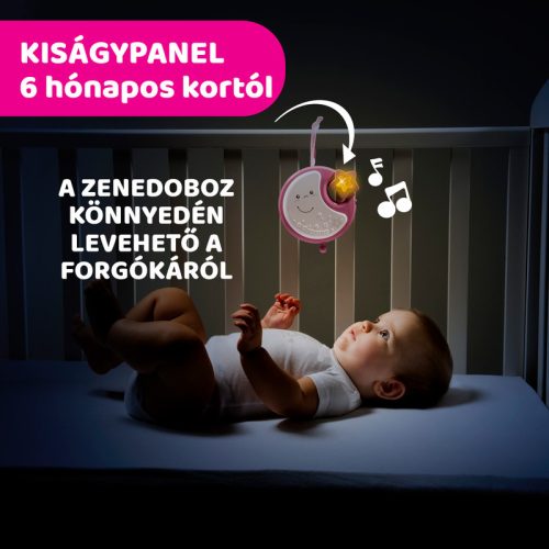 Chicco Next 2 Dreams zenélő forgóka - éjszakai fény rózsaszín