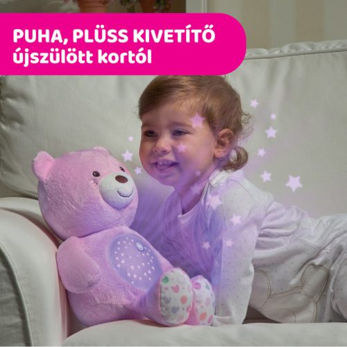Chicco Baby Bear plüss maci projektor vetítő és ejszakai lámpa - rózsaszín