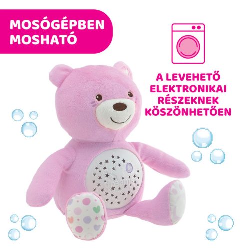 Chicco Baby Bear plüss maci projektor vetítő és ejszakai lámpa - rózsaszín
