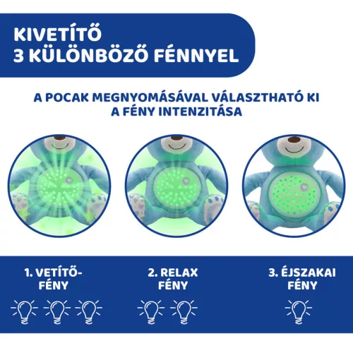 Chicco Baby Bear plüss maci projektor vetítő és éjszakai lámpa - kék