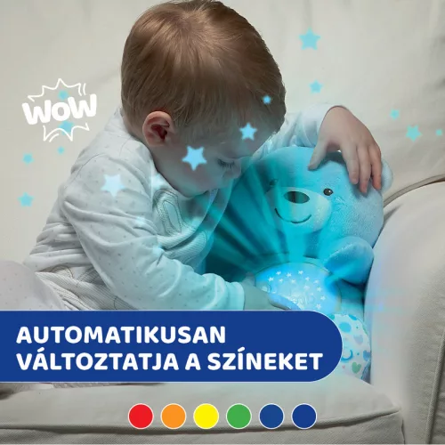 Chicco Baby Bear plüss maci projektor vetítő és éjszakai lámpa - kék