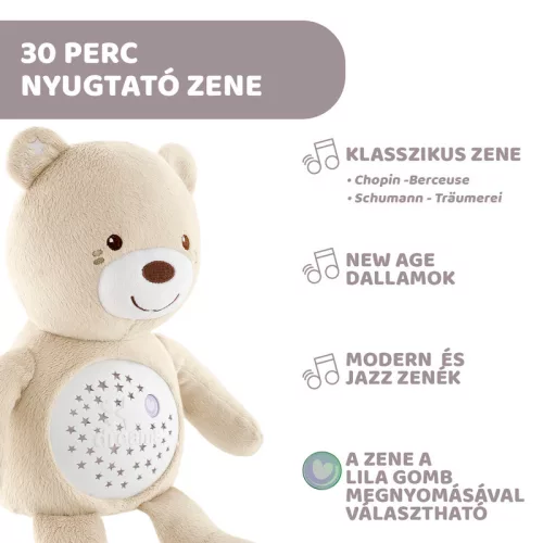 Chicco Baby Bear plüss maci projektor vetítő és éjszakai lámpa - neutral