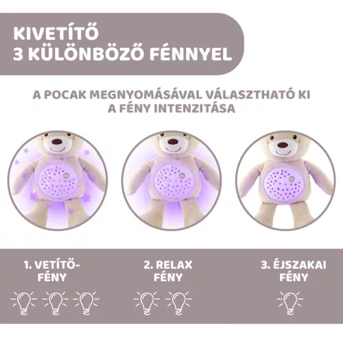 Chicco Baby Bear plüss maci projektor vetítő és éjszakai lámpa - neutral