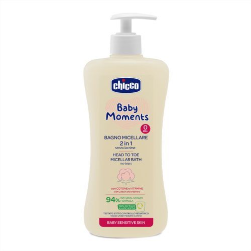 Chicco Micellás fürdető 500 ml - sensitive Baby Moments - gyapotmagolaj és E-vitamin