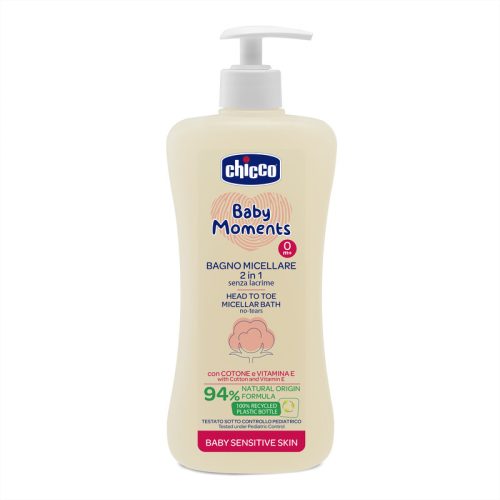 Chicco Micellás fürdető 500 ml - sensitive Baby Moments - gyapotmagolaj és E-vitamin