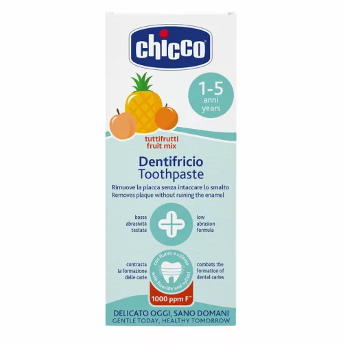 Chicco Vegyes gyümölcs ízű fogkrém 50 ml fluoridos xilittel Tuttifrutti 1-5 éves korra