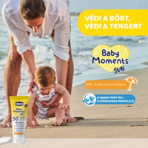Chicco Ásványi Fényvédő krém SPF50+ (75 ml) UVA, UVB, INFRA sugárzás elleni nagyon magas védelem