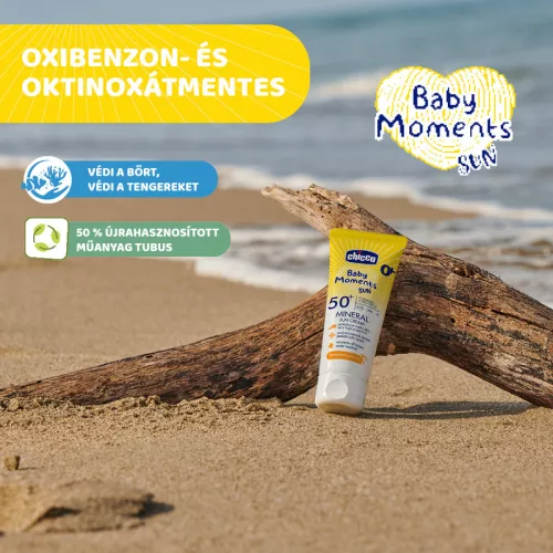 Chicco Ásványi Fényvédő krém SPF50+ (75 ml) UVA, UVB, INFRA sugárzás elleni nagyon magas védelem