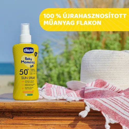Chicco Fényvédő spray SPF 50+, 150 ml UVA, UVB, INFRA sugárzás elleni nagyon magas védelem