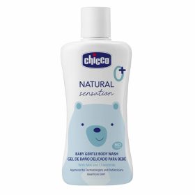   Chicco Gyengéd babafürdető, Natural Sensation aloe és kamilla kivonattal, kék-fehér, 200 ml