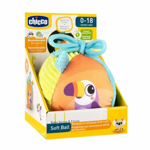 Chicco Soft Ball puha csörgős textil labda babakocsi-játék