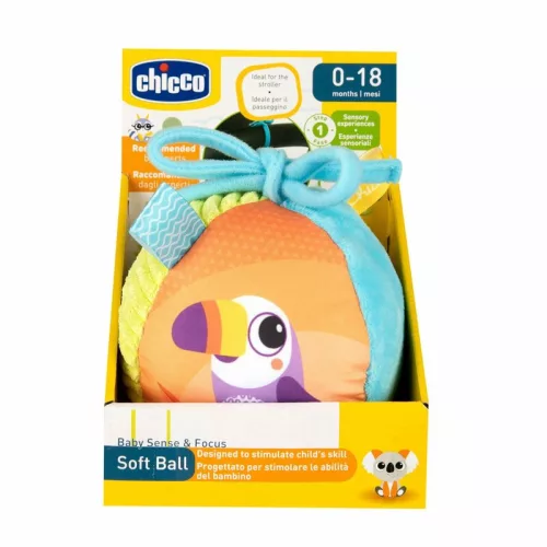 Chicco Soft Ball puha csörgős textil labda babakocsi-játék