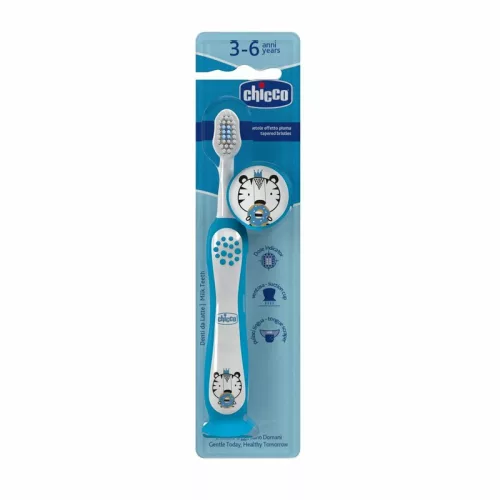 Chicco Fogkefe 3-6 év tejfogakhoz tapadókorongos védőkupakkal