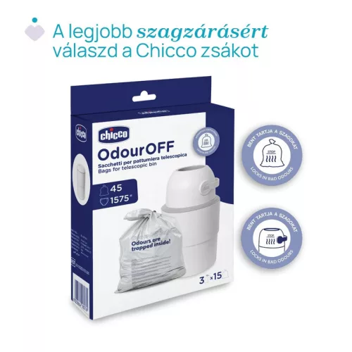 Chicco Teleszkópos pelenkatároló (15 db nejlonzsákkal) extra utántölt költség nélkül