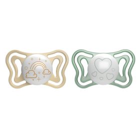   Chicco Physio Forma® Light Glow 2-6hó éjszakai cumi 2 db foszforeszkálós karimával - világítós