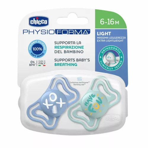 Chicco Physio Forma® Light 6-16hó cumi 2db sterilizálható tok - kék
