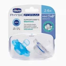   Chicco Mini PhysioForma Soft szilikon, altatócumi, 2-6 m, 2 db, fiú