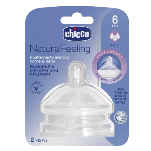 Chicco NaturalFeeling etetőcumi, gyors folyású, 2 db
