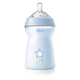   Chicco NaturalFeeling mintás, műanyag cumisüveg, 330 ml, kék