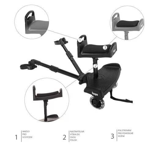Zopa Segboard 2 ülés a babakocsi fellépőhöz, fekete Black