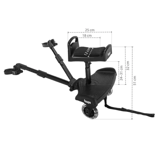 Zopa Segboard 2 ülés a babakocsi fellépőhöz, fekete Black