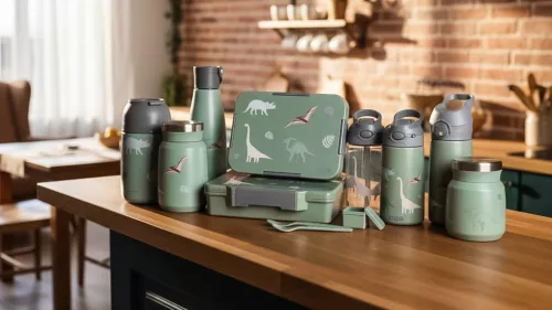 Zopa 400 ml-es termosz cumis szívószállal, dínó Dino