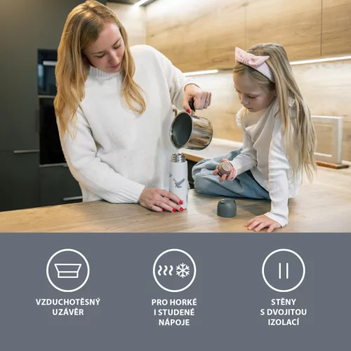 Zopa 400 ml-es termosz szilikon fogantyúval, cookie beige Cookie beige