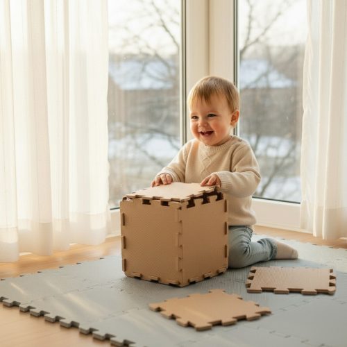 Zopa 9 db-os Puzzle habszőnyeg, 30x30 cm, ivory beige Ivory Beige