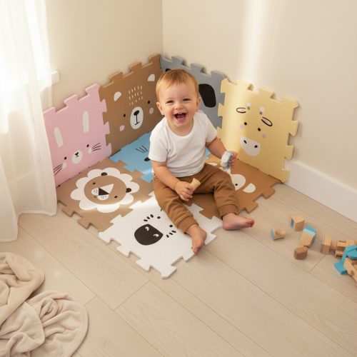 Zopa 9 db-os Puzzle habszőnyeg, 30x30 cm, ivory beige Ivory Beige