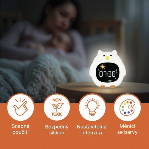 Zopa Szilikon gyermek ébresztőóra éjszakai fénnyel és zenével Dog