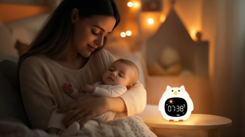 Zopa Szilikon gyermek ébresztőóra éjszakai fénnyel és zenével Owl