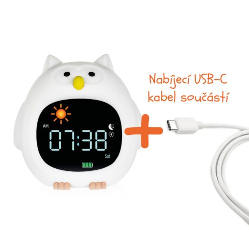 Zopa Szilikon gyermek ébresztőóra éjszakai fénnyel és zenével Owl