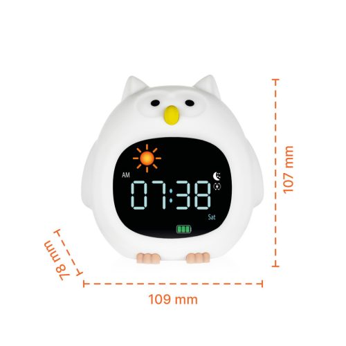 Zopa Szilikon gyermek ébresztőóra éjszakai fénnyel és zenével Owl