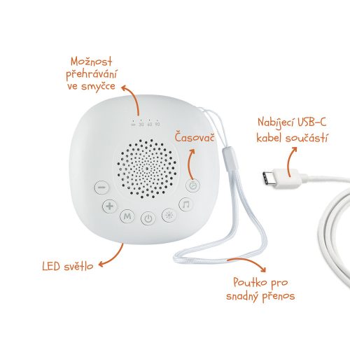 Zopa Prémium hordozható alvásmodul LED-fénnyel, fehér zajjal és hangokkal White