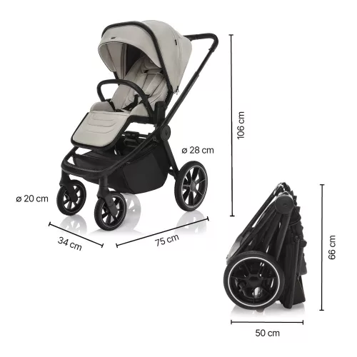 Zopa Move Cross 5 Szett 4in1 (Move Cross 5 babakocsi + Move XL 5 mózeskosár +bármely XM Plus babahordozó - Ivory Beige