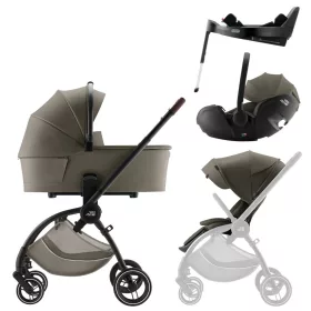   Britax Römer Comfort Plus LUX Szett (Rio babakocsi + mózeskosár + Baby-Safe PRO babahordozó + Vario Base 5Z) - Urban Olive
