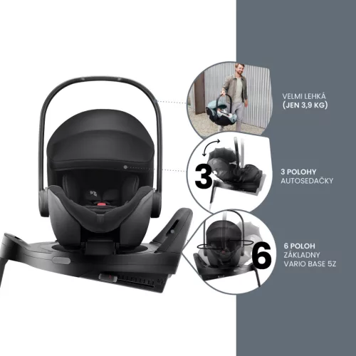Britax Römer Smile 5Z Comfort Plus Set Classic (Smile 5z babakocsi + mózeskosár + Baby-Safe Pro + Vario Base 5Z) - Space Black