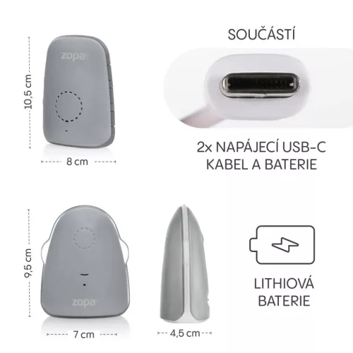 Zopa Watcher digitális bébiőr, szürke Grey